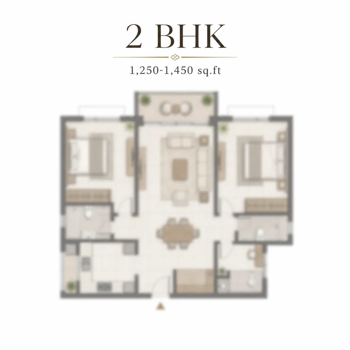 Prestige Rosewood 2 BHK floor plan layout